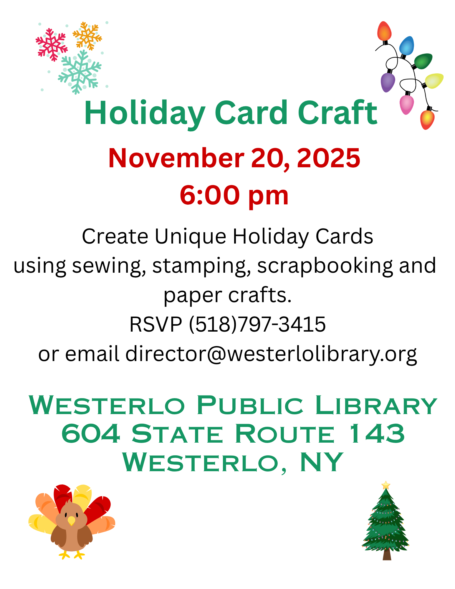 Snowflakes, Christmas lights, turkey and Christmas tree graphics