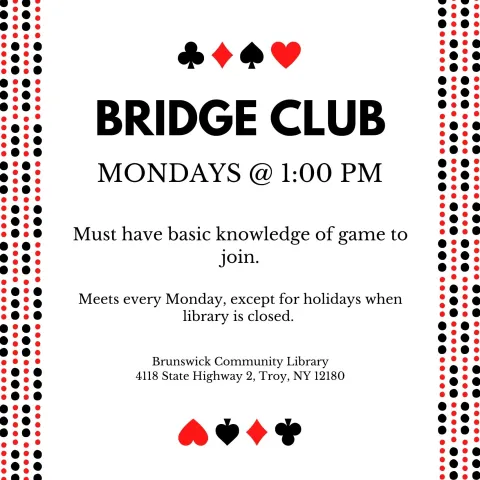 Bridge Club Flyer with card suite images