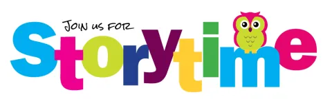 Story Time illustration with colorful letters and owl 