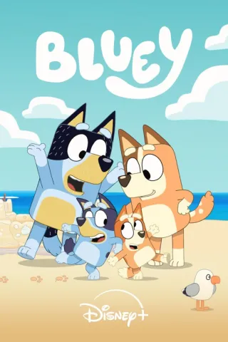 Bluey poster with whole Bluey family