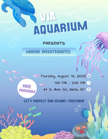 VIA Aquarium presents Marine Invertebrates on August 14 from 1-2 pm