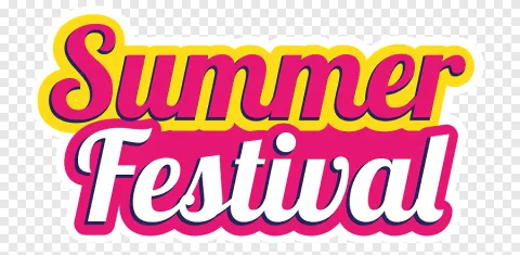 Word Summer Festival in yellow and pink