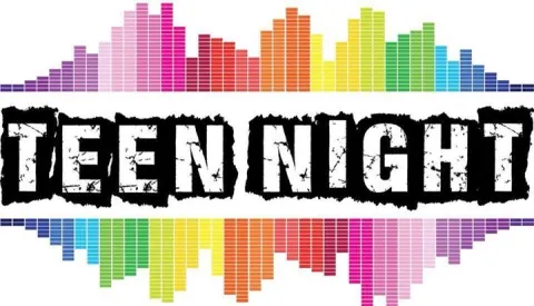 Text Teen Night on rainbow background