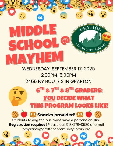 The Middle School Mayhem program starts Wednesday, September 17th.