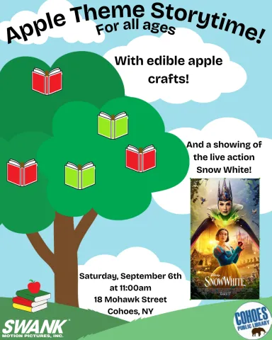 Apple theme story time at Cohoes Public Library at 11:00am
