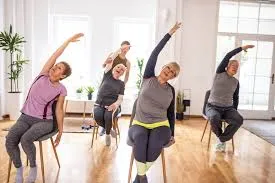 People doing chair yoga