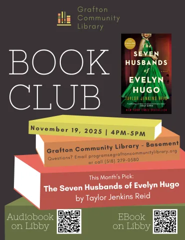 Our November Book Club Meeting is Wednesday, November 19, 2025 at 4:00PM in the library basement.