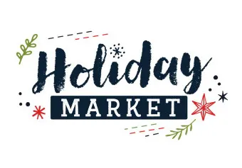 Holiday Market in black text on white background