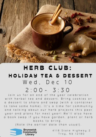 Flyer with image of hot drink with a cinnamon stick inside