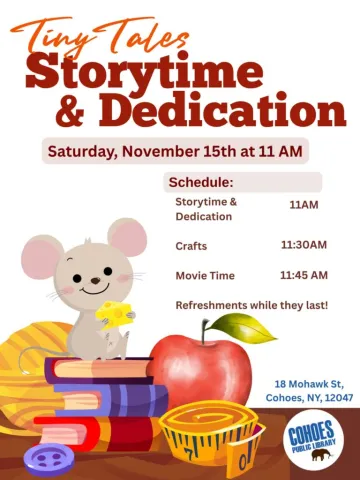 Tiny Tales! Storytime and Dedication on November 15th