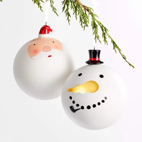Santa and Snowman globe ornaments