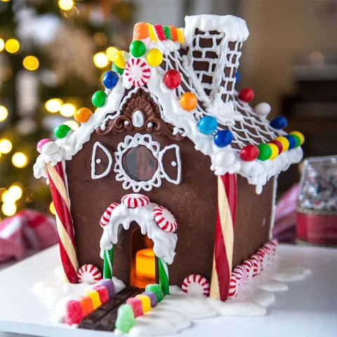 Decorated gingerbread house