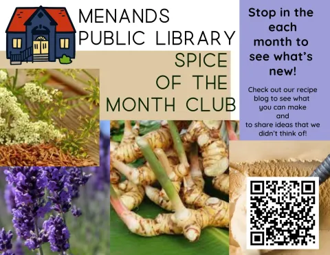 Flyer for the Menands Public Spice of the Month. See More Info Below