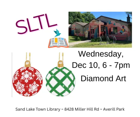 flyer for diamond art ornaments December 10 at 6pm