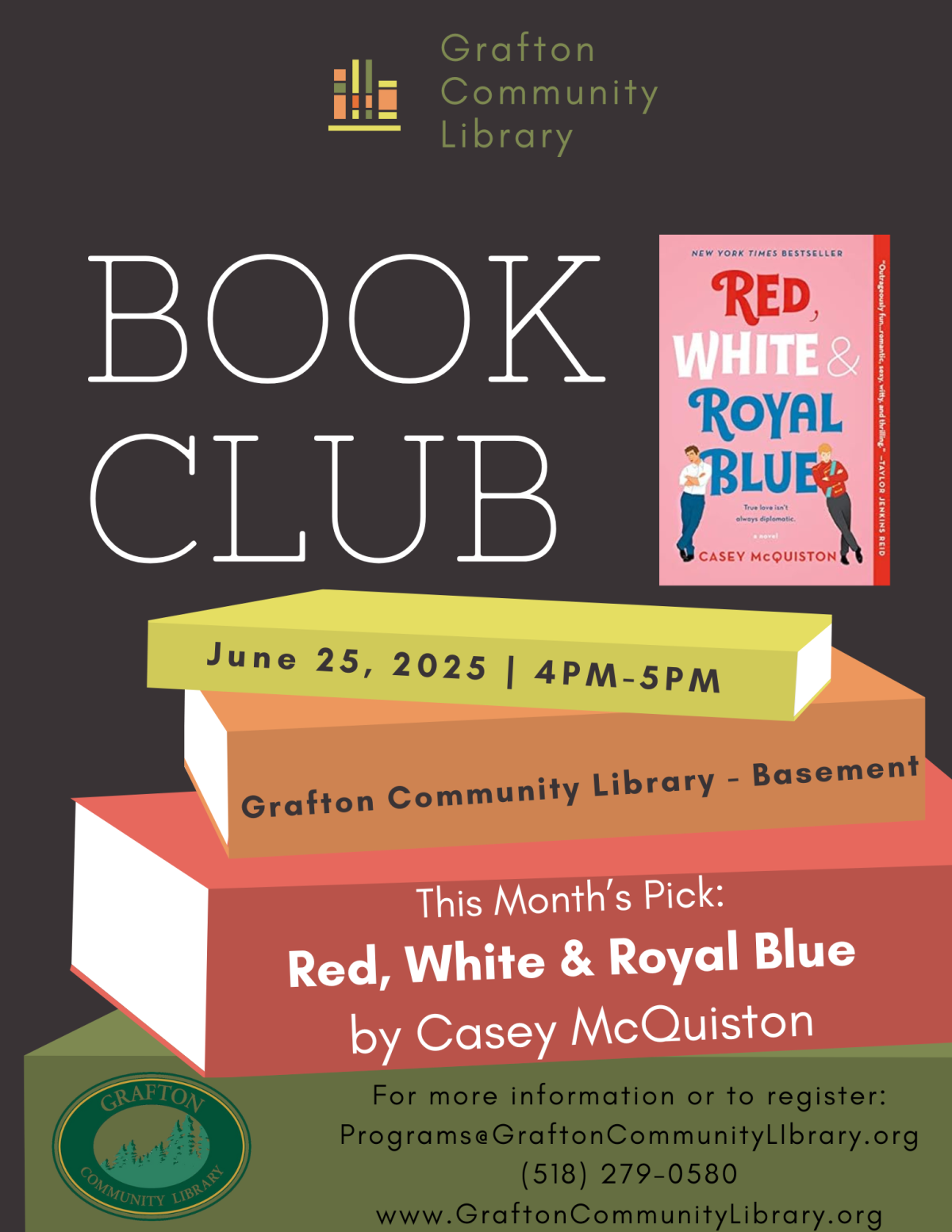 June's Book Club pick is Red, White & Royal Blue by Casey McQuiston.