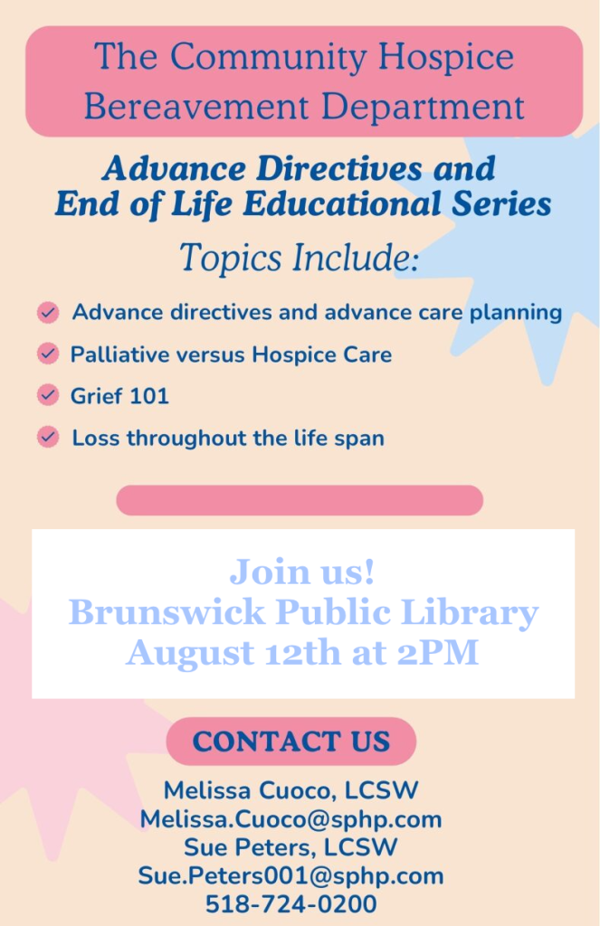 Community Hospice Educational Series Flyer
