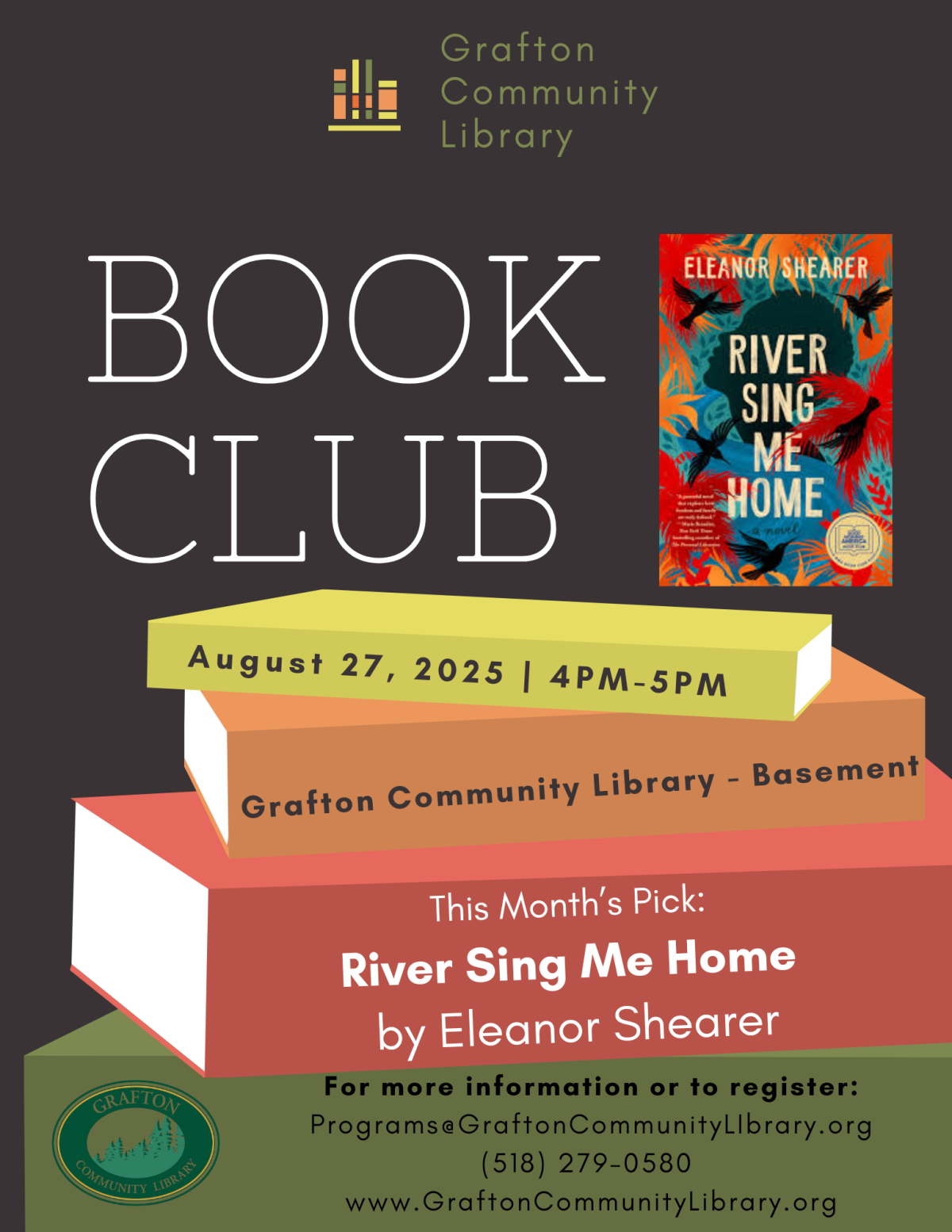 The August Book Club pick is River Sing Me Home by Eleanor Shearer