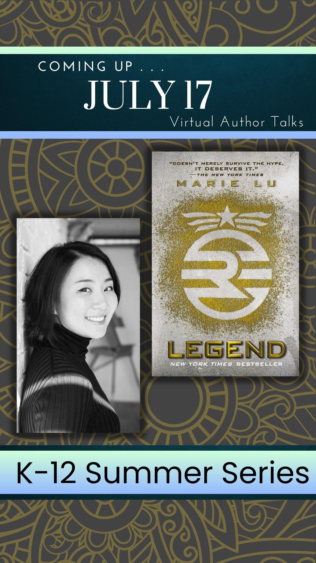 Live stream with author Marie Lu. for more information see below.