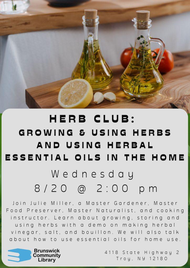 Flyer with image of oils and herbs in the kitchen