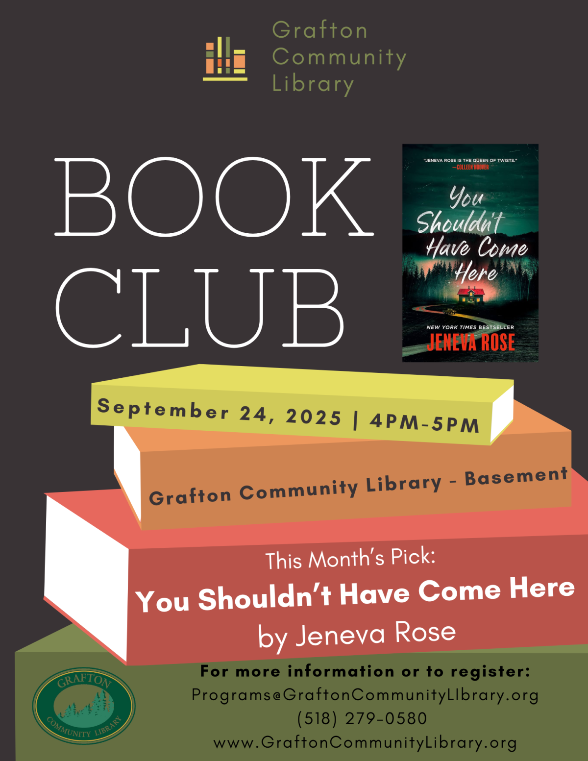 The September Book Club pick is You Shouldn't Have Come Here by Jeneva Rose.