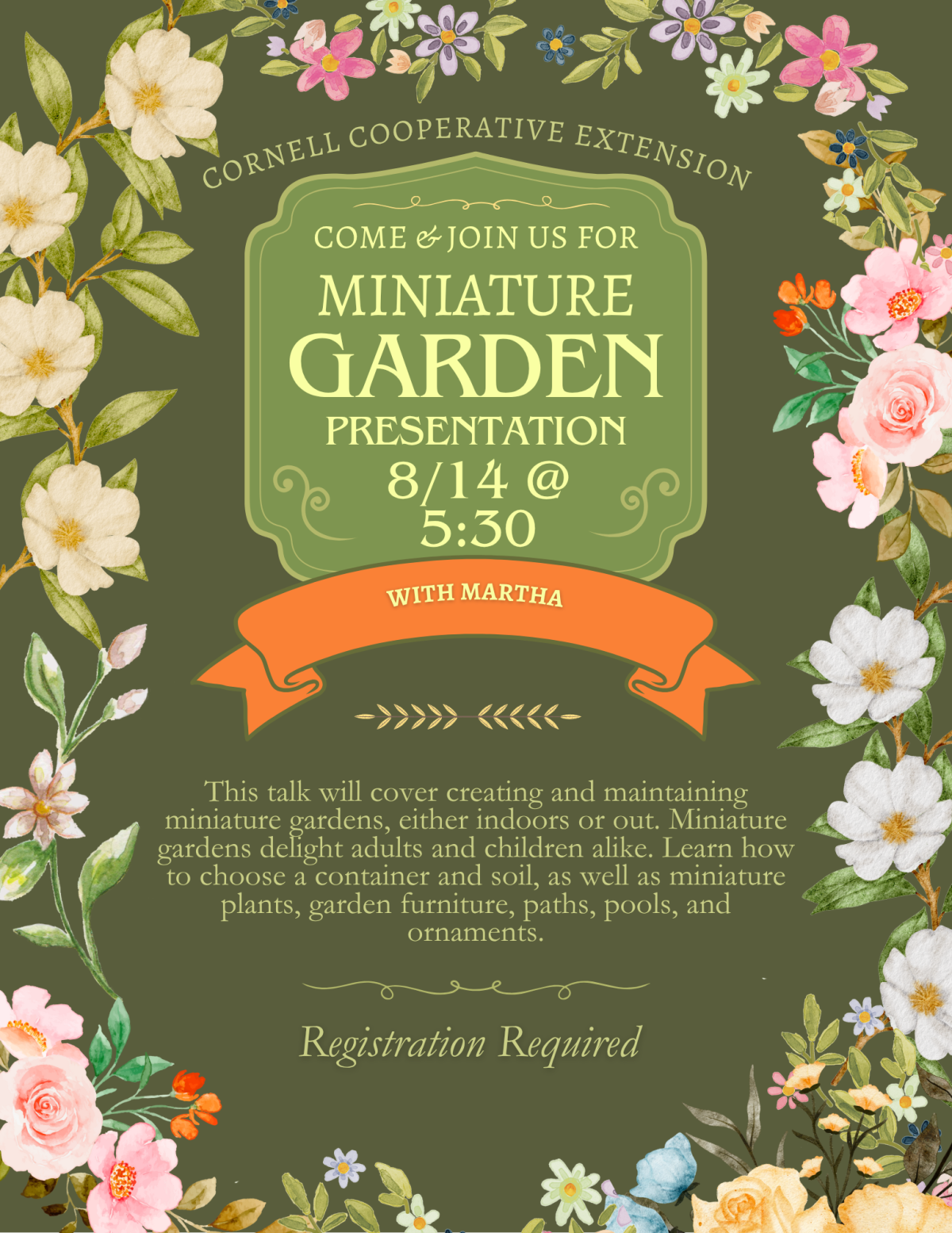Minature Garden Presentation 8/14 @ 5:30