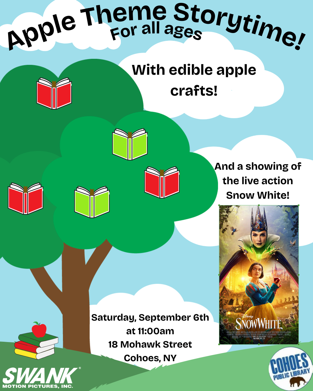 Apple theme story time at Cohoes Public Library at 11:00am