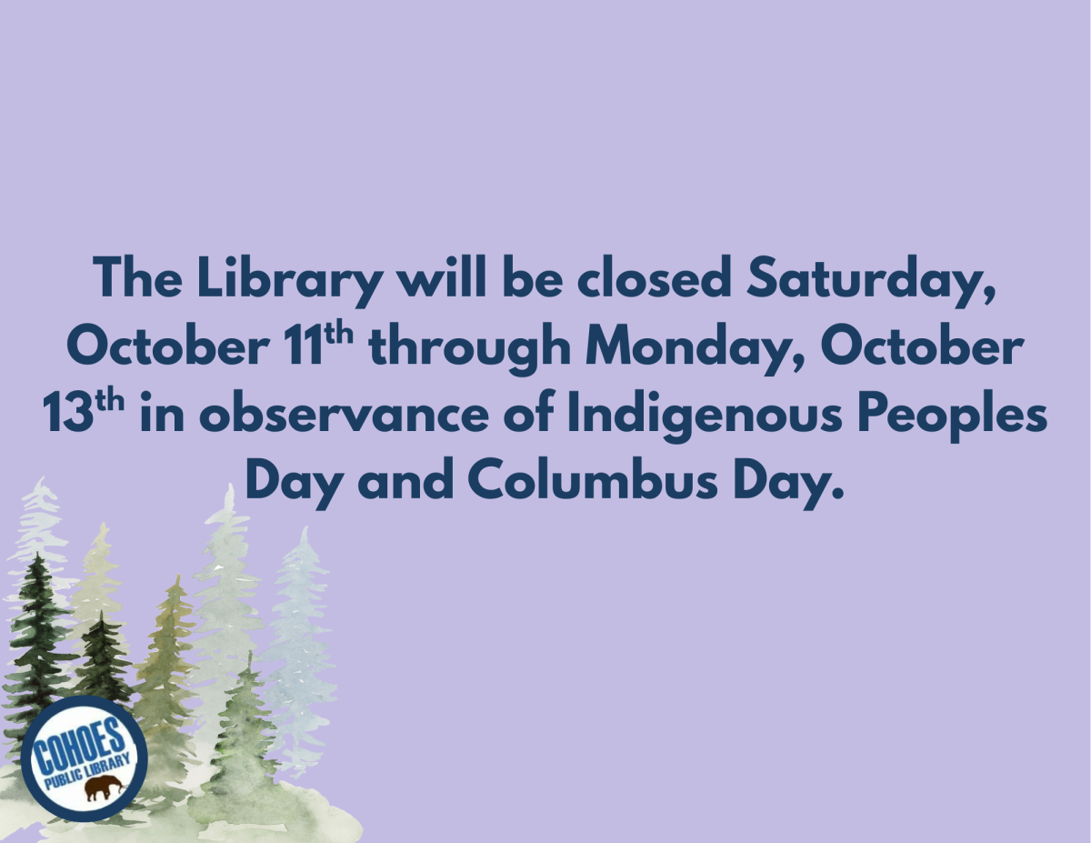 Closed for Indigenous Peoples Day and Columbus Day Weekend