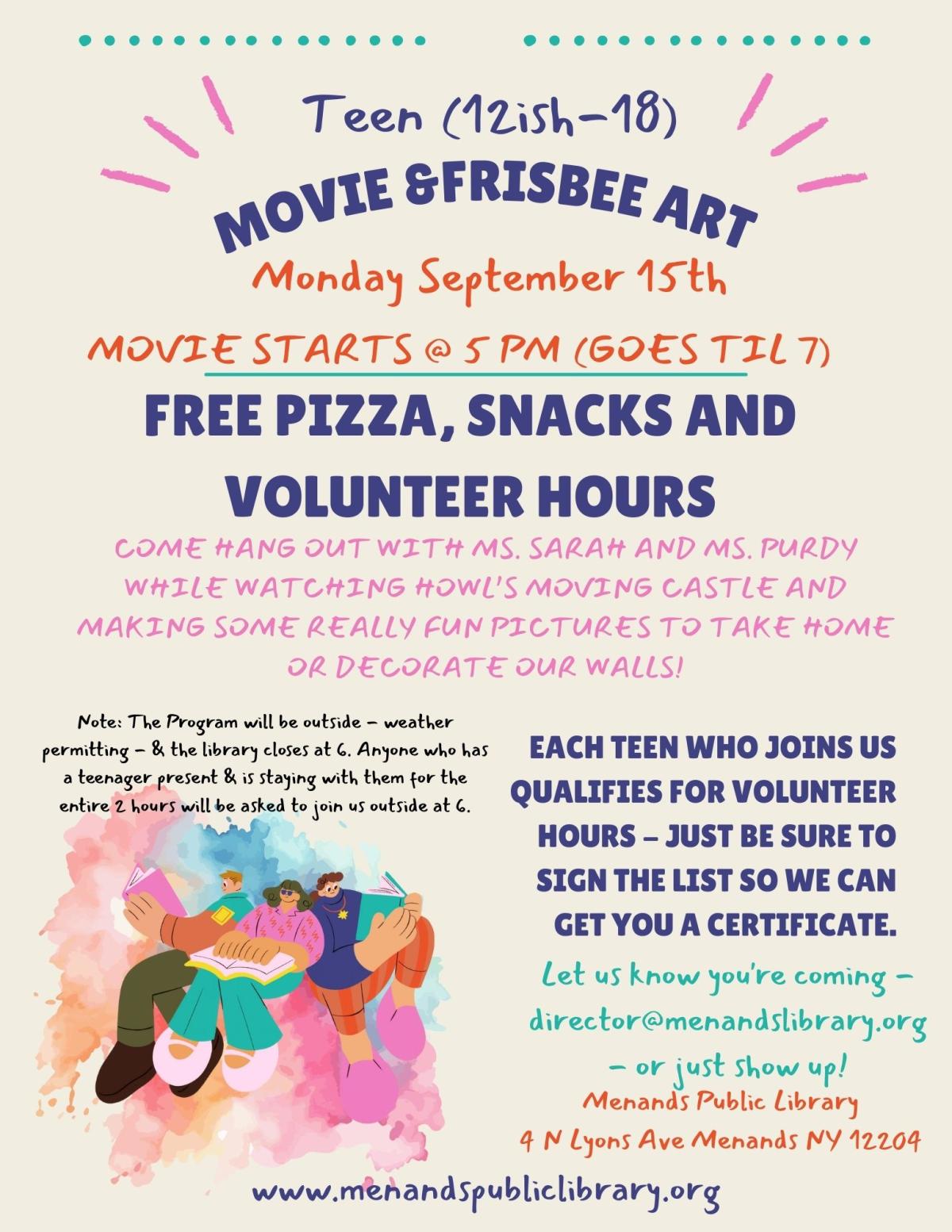 Flyer for the Menands Public Library’s Teen Night. See More Info Below.
