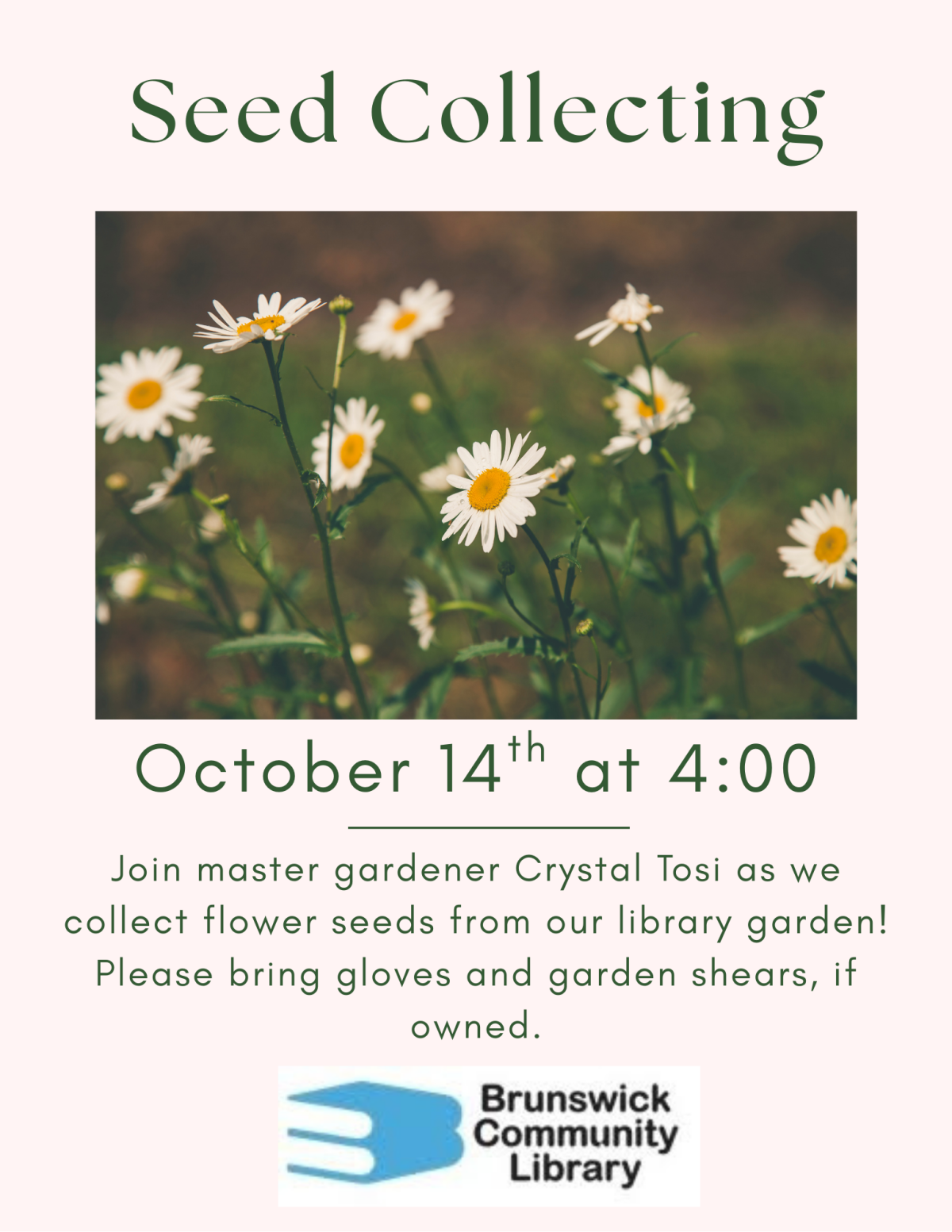 Seed collecting flyer with images of flowers
