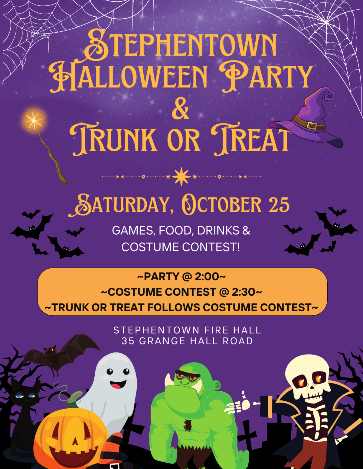Flyer for Halloween Party and Trunk or Treat