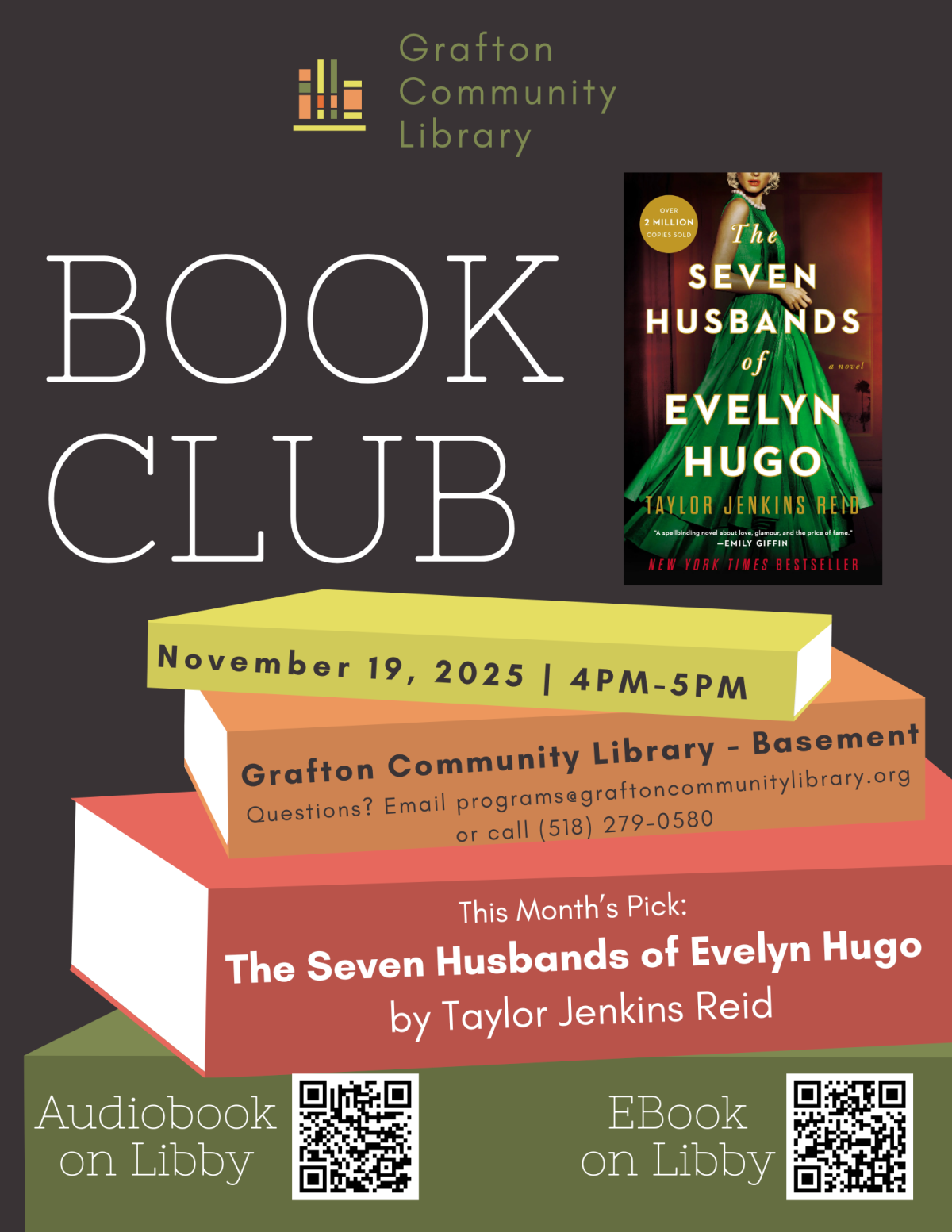 Our November Book Club Meeting is Wednesday, November 19, 2025 at 4:00PM in the library basement.