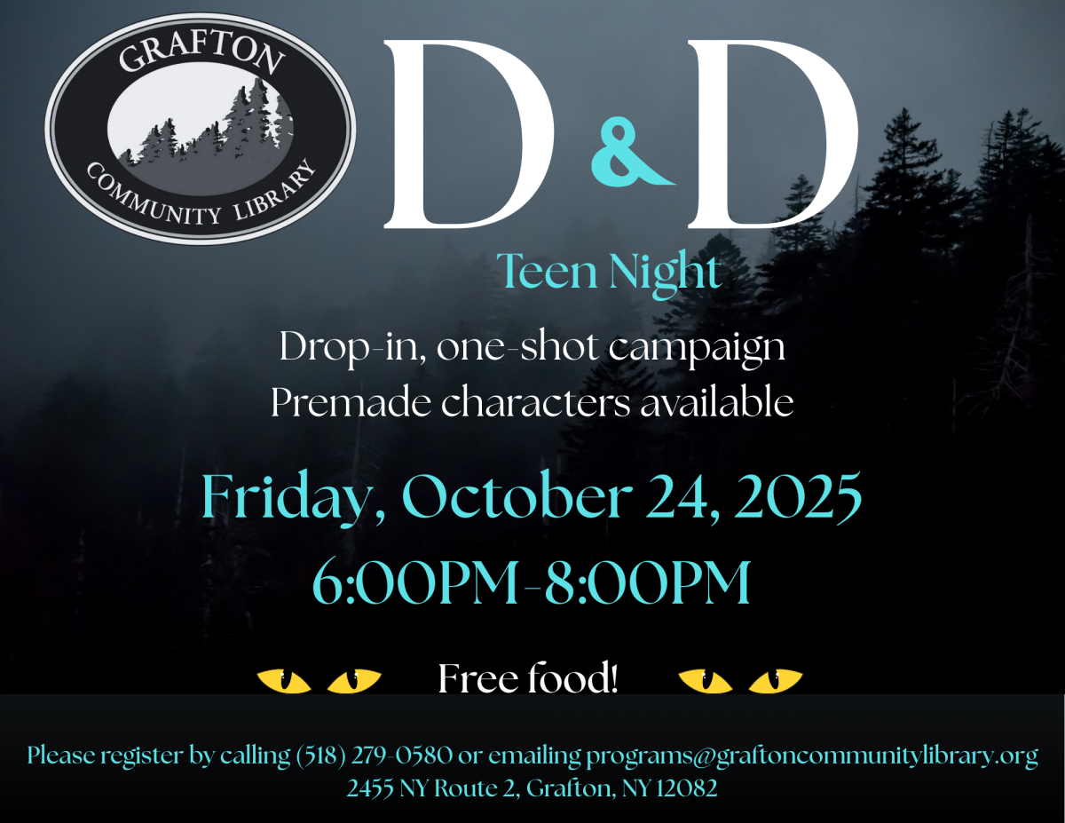 October Teen Night will take place on Friday, October 24th at 6:00PM.