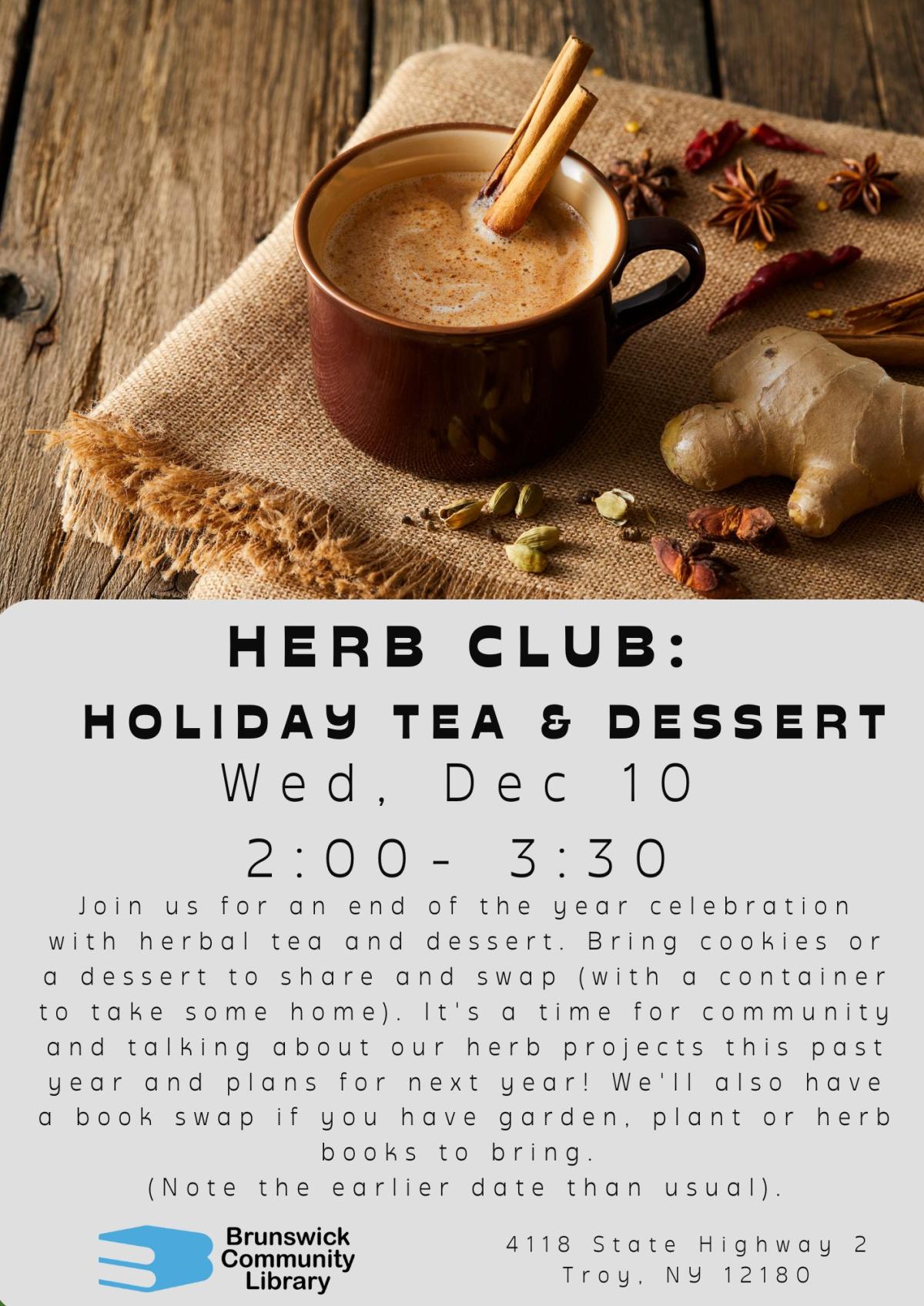 Flyer with image of hot drink with a cinnamon stick inside