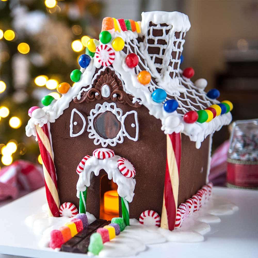 Decorated gingerbread house