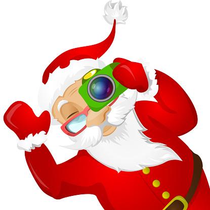Santa taking a picture with a camera
