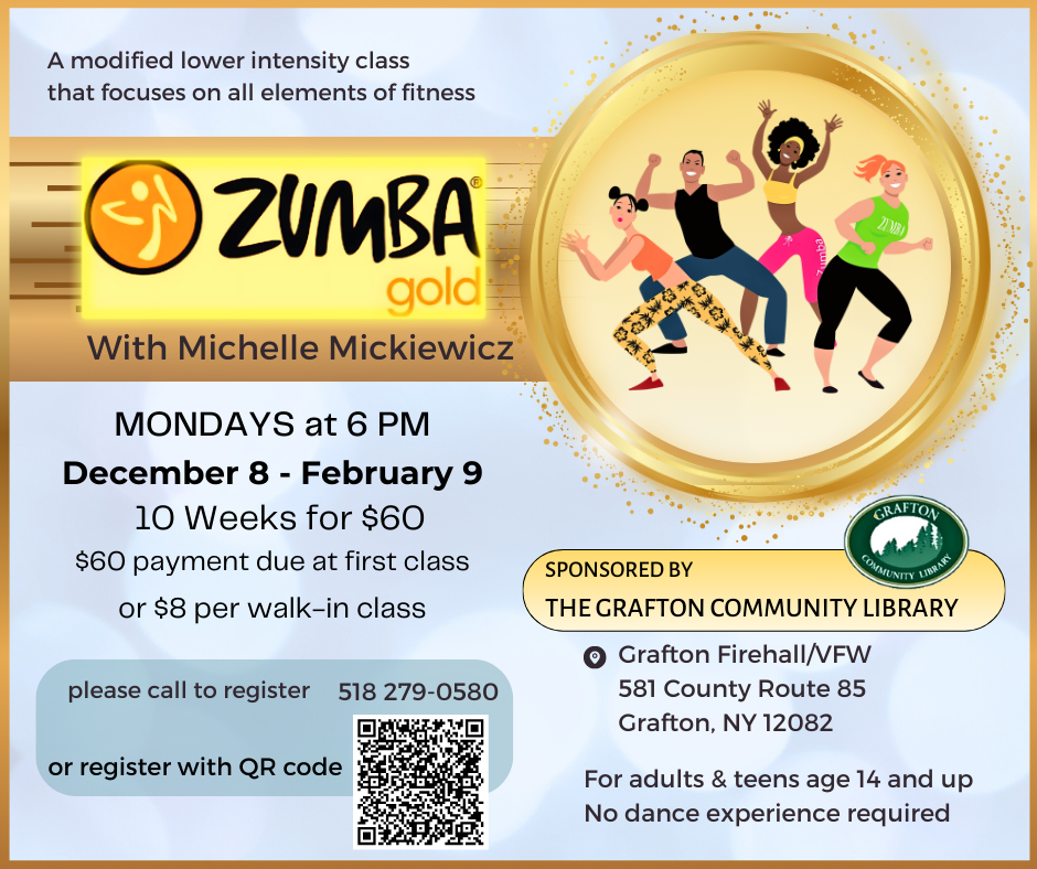 A new Zumba Gold Session starts Monday, December 10, 2025 and goes through February 9, 2026.